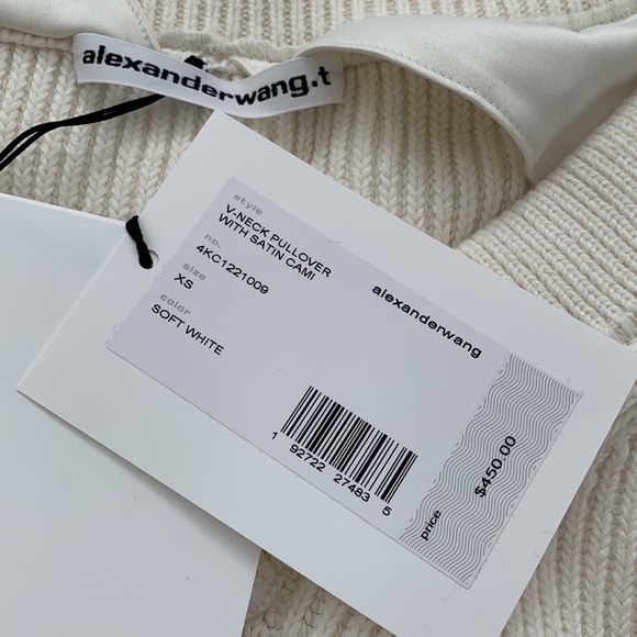 NWT Alexander Wang T Cable knit cami soft white sweater sz XS - Picture 8 of 10